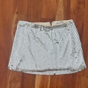 Alice + Olivia Dazzling Silver Mini Skirt